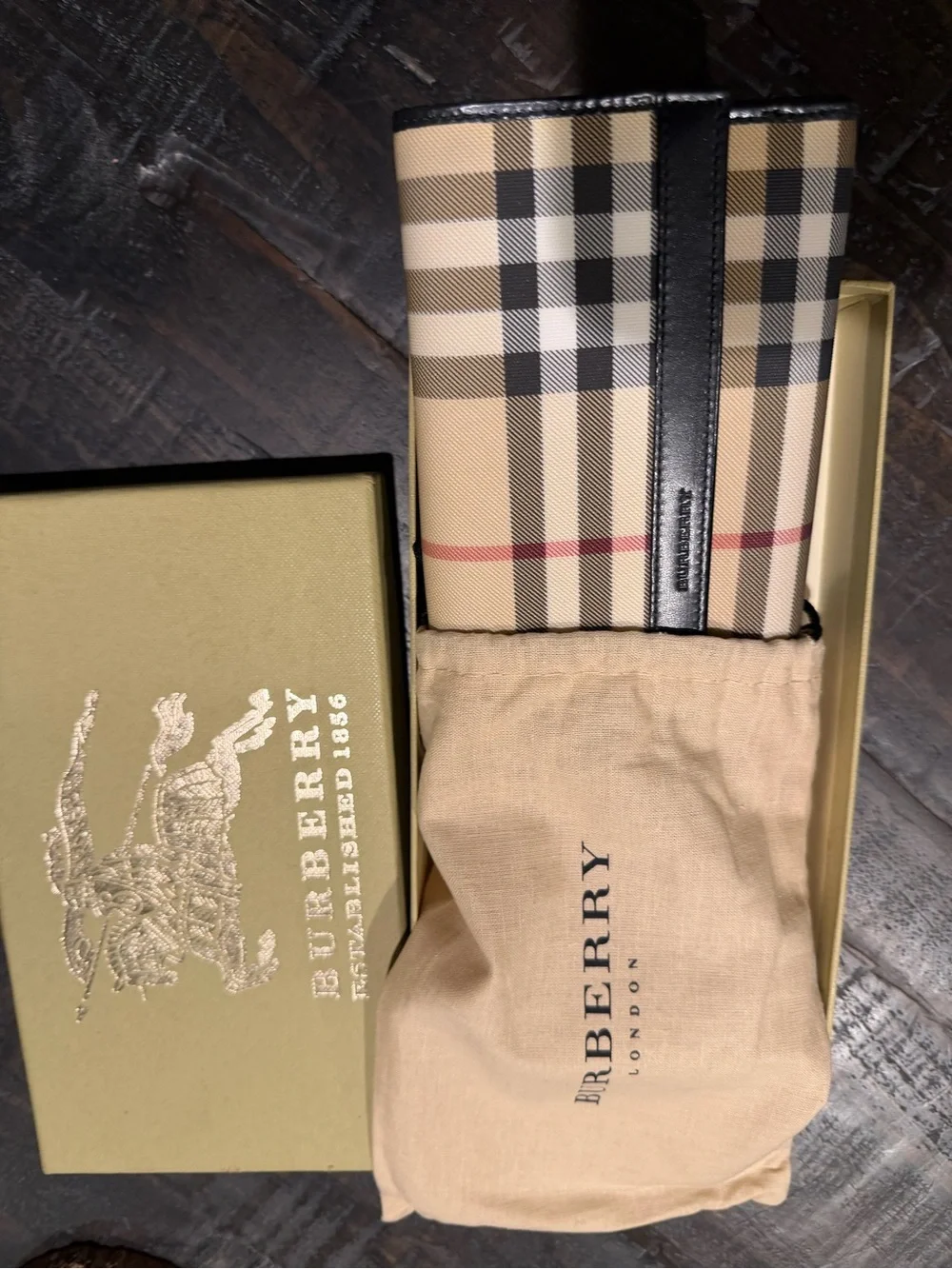 Burberry London Nova Check Continental Long Wallet Black Leather